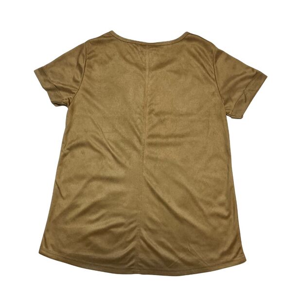 Rae Republic Women's Faux Suede Top Small Studded Short Sleeve - Picture 3 of 5